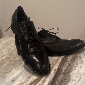 Elegant Black Leather Men's Oxford Shoes EU43/US10